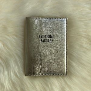 West Elm Leather Gold Passport Case Cover NEW